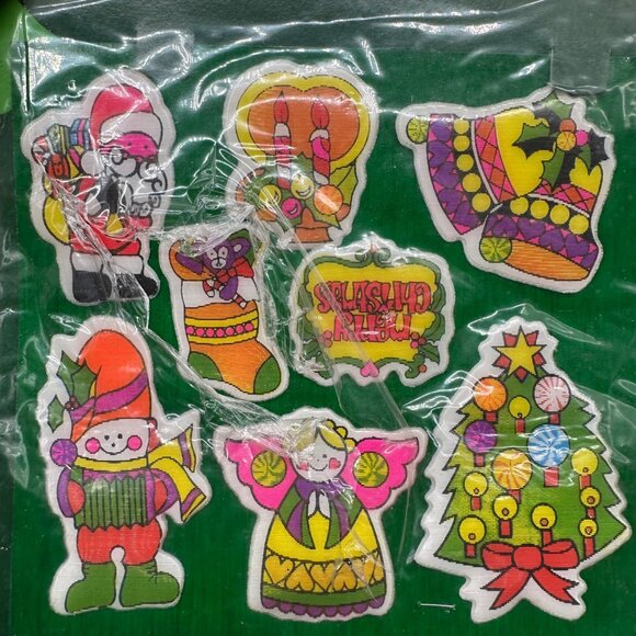 Vintage Fun World Soft Puffy 3D Christmas Stickers 1980s Neon Kitsch Taiwan READ - Picture 5 of 9